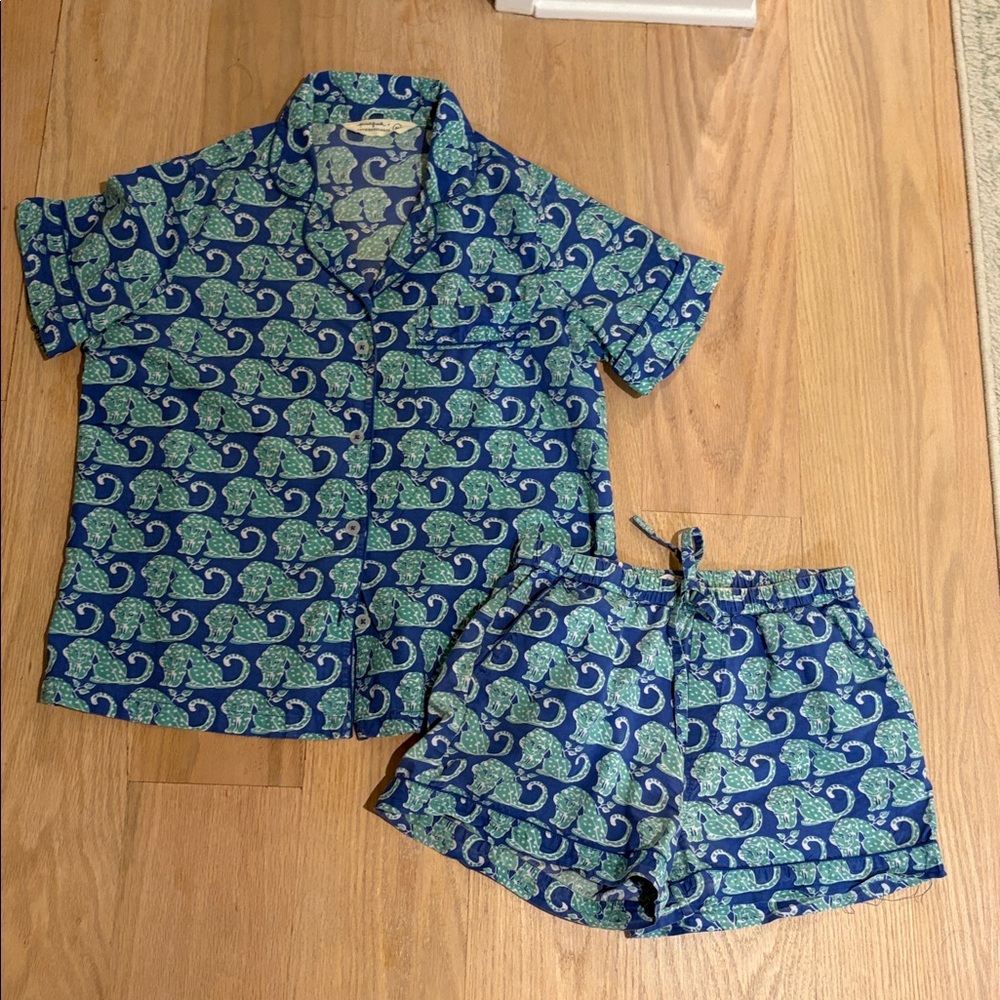 Anthro Printfresh Pajama Set - Blue and Green
